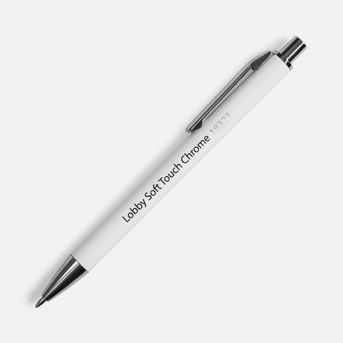 Ручка шариковая Lobby Soft Touch Chrome, белая