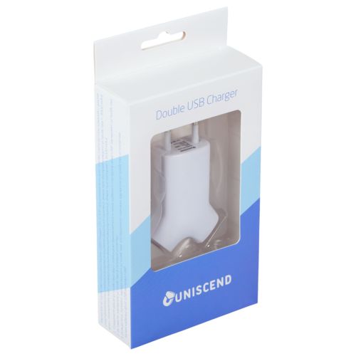 Сетевое зарядное устройство Uniscend Double USB, белое Сетевое зарядное устройство Uniscend Double USB, белое