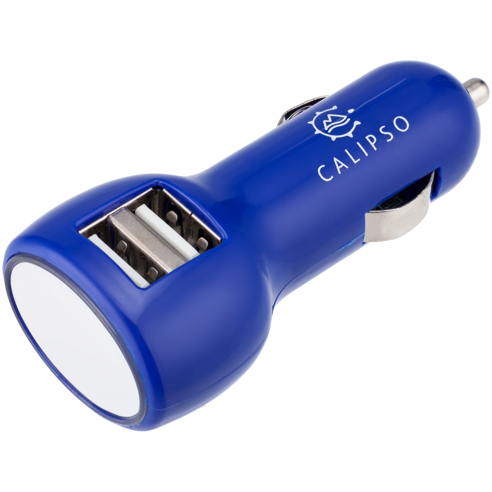 Автомобильное зарядное устройство с подсветкой Logocharger, синее