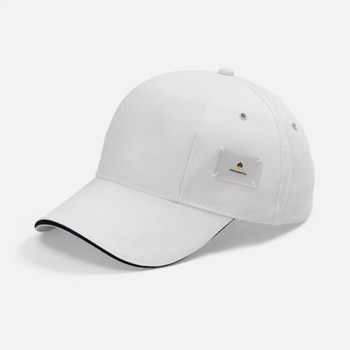 Бейсболка Canopy, белая с темно-синим кантом