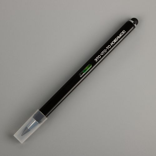 Вечный карандаш Quarta со стилусом и уровнем, черный