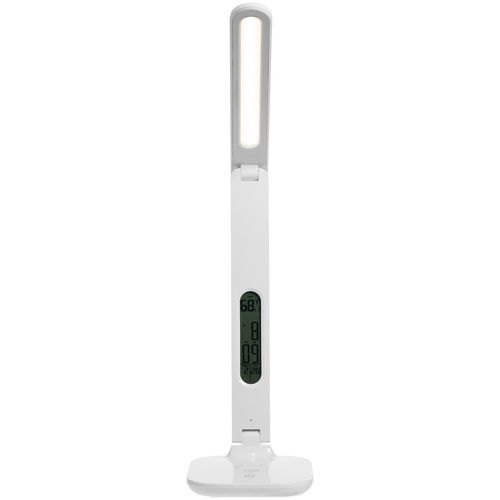 Настольная лампа с часами и календарем Office Torch, белая Настольная лампа с часами и календарем Office Torch, белая