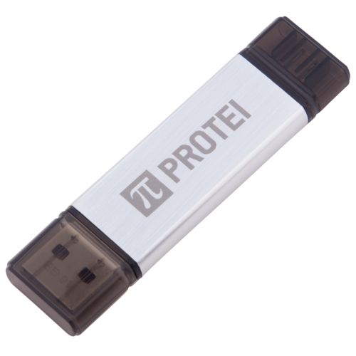 Флешка Uniscend Doubles, с Micro USB, серебристая 16 Гб