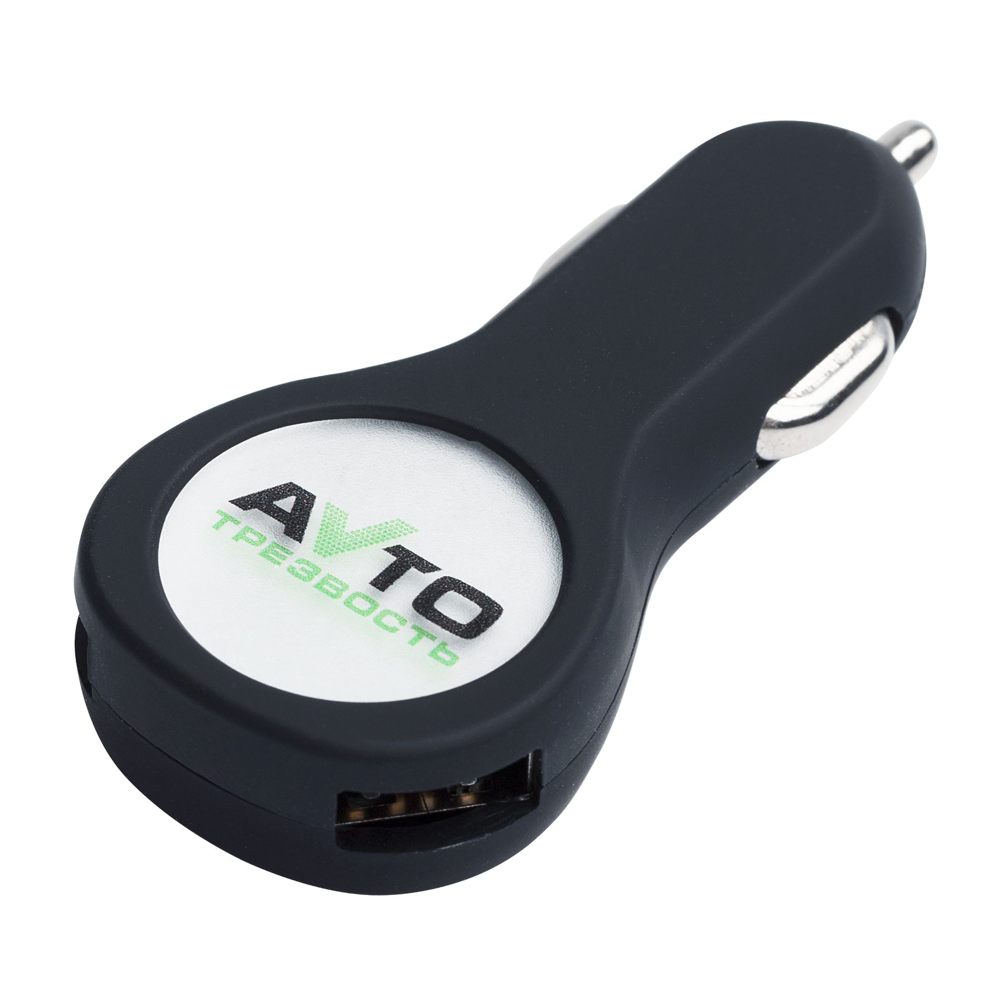 Автомобильное зарядное устройство с подсветкой Logocharger Slim, черное