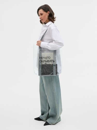 Шопер Clear Fest, ver.2, прозрачный с белыми ручками Шопер Clear Fest, ver.2, прозрачный с белыми ручками