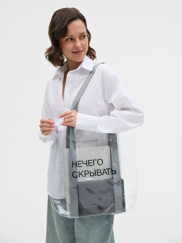 Шопер Clear Fest, ver.2, прозрачный с белыми ручками Шопер Clear Fest, ver.2, прозрачный с белыми ручками