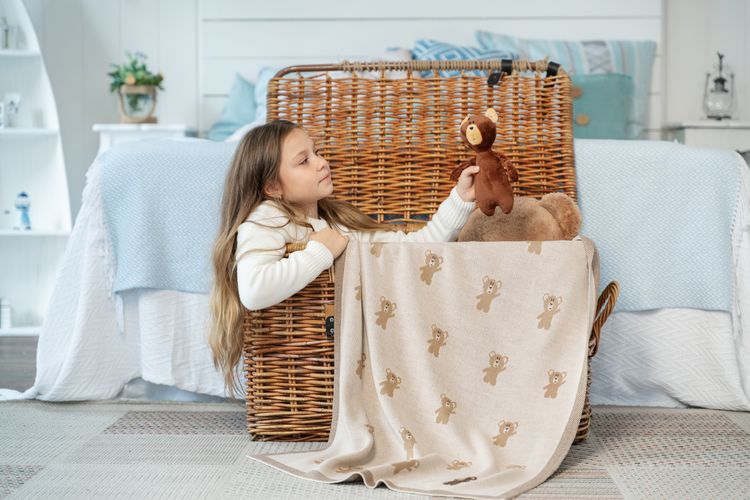Плед детский с мишками Beastie Toys, небесно-голубой Плед детский с мишками Beastie Toys, небесно-голубой