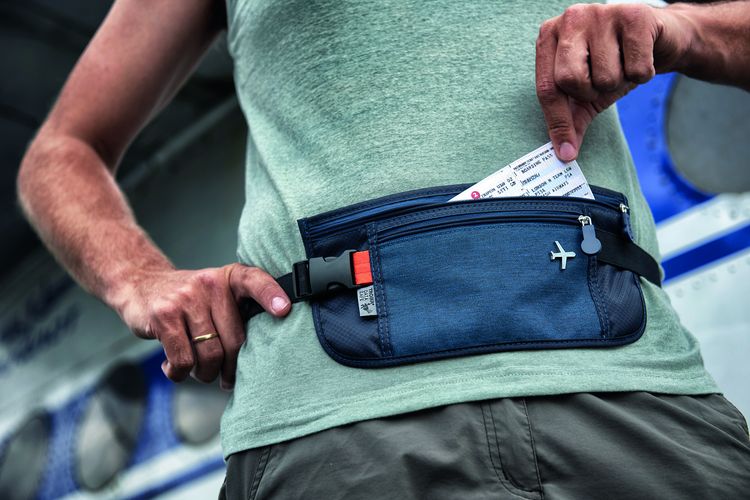 Поясная сумка для документов Money Belt, серая Поясная сумка для документов Money Belt, серая