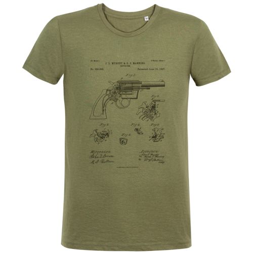 Футболка приталенная Old Patents. Revolver Gun, меланж хаки Футболка приталенная Old Patents. Revolver Gun, меланж хаки