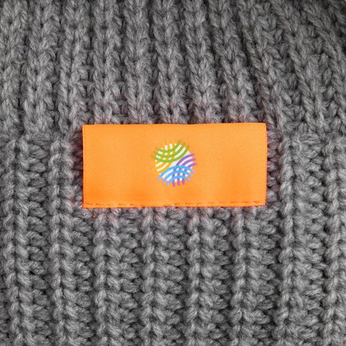 Лейбл тканевый Epsilon, L, оранжевый неон