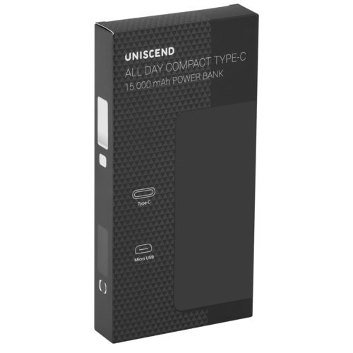 Внешний аккумулятор Uniscend All Day Compact Type-C 15000 мAч, черный Внешний аккумулятор Uniscend All Day Compact Type-C 15000 мAч, черный