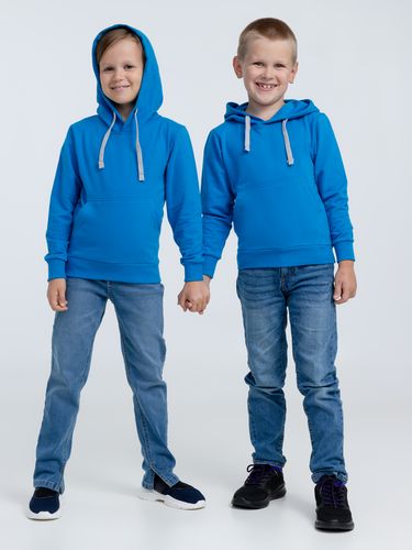 Толстовка с капюшоном детская Kirenga Kids, бирюзовая Толстовка с капюшоном детская Kirenga Kids, бирюзовая