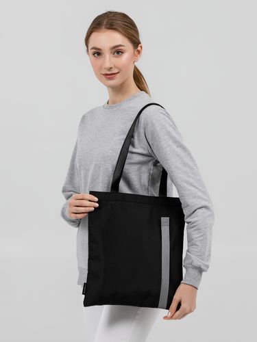 Сумка для покупок tagBag со светоотражающим элементом, черная Сумка для покупок tagBag со светоотражающим элементом, черная