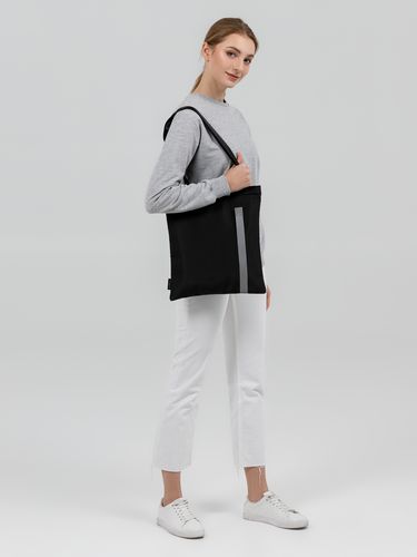 Сумка для покупок tagBag со светоотражающим элементом, черная Сумка для покупок tagBag со светоотражающим элементом, черная