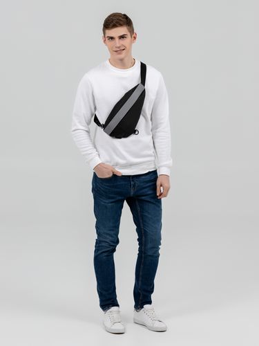 Сумка кросс-боди tagBag со светоотражающим элементом, черная Сумка кросс-боди tagBag со светоотражающим элементом, черная