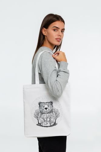 Холщовая сумка Bear, молочно-белая Холщовая сумка Bear, молочно-белая