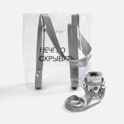 Шопер Clear Fest, ver.2, прозрачный с белыми ручками Шопер Clear Fest, ver.2, прозрачный с белыми ручками