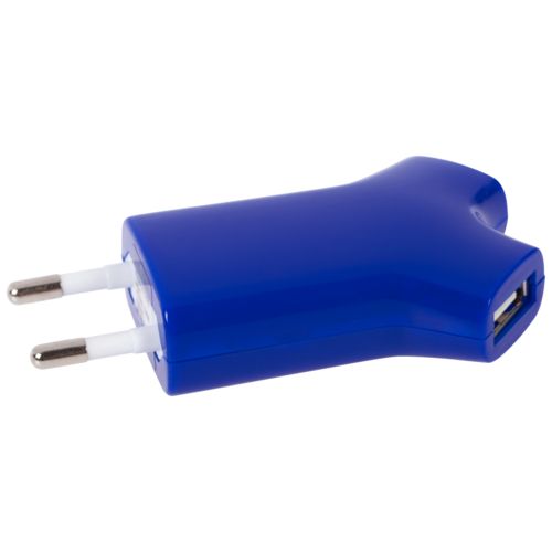 Сетевое зарядное устройство Uniscend Double USB, синее Сетевое зарядное устройство Uniscend Double USB, синее