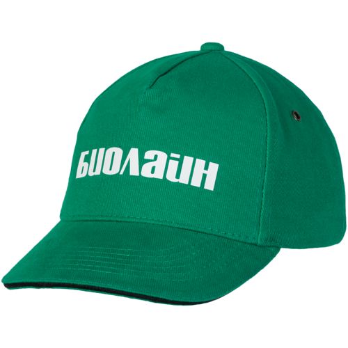 Бейсболка Unit Classic, ярко-зеленая с черным кантом