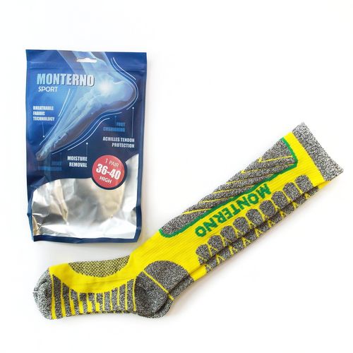 Термоноски женские высокие Monterno Sport, желтые с серым Термоноски женские высокие Monterno Sport, желтые с серым
