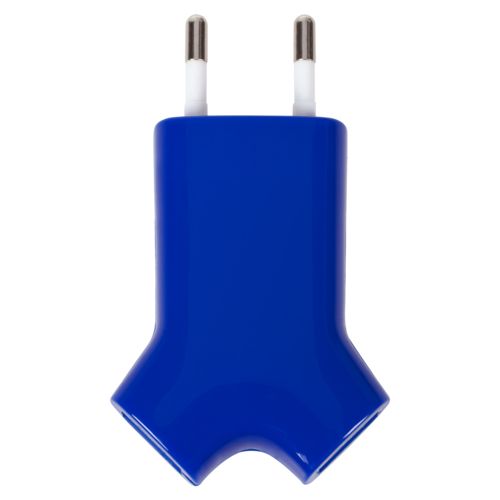 Сетевое зарядное устройство Uniscend Double USB, синее Сетевое зарядное устройство Uniscend Double USB, синее