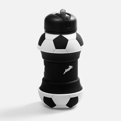 Складная бутылка для воды Football Flex, белая с черным
