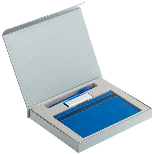 Коробка Memo Pad для блокнота, флешки и ручки, серебристая Коробка Memo Pad для блокнота, флешки и ручки, серебристая