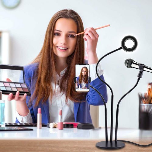 LED лампа Selfie с держателем для мобильного телефона и микрофона LED лампа Selfie с держателем для мобильного телефона и микрофона