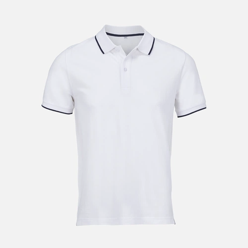 Рубашка поло унисекс Palermo, белая с темно-синим Рубашка поло унисекс Palermo, белая с темно-синим