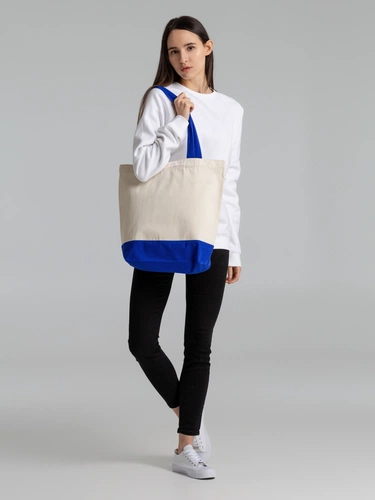 Холщовая сумка Shopaholic, ярко-синяя Холщовая сумка Shopaholic, ярко-синяя