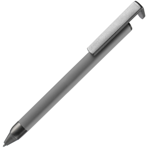 Ручка шариковая Standic с подставкой для телефона, серая Ручка шариковая Standic с подставкой для телефона, серая