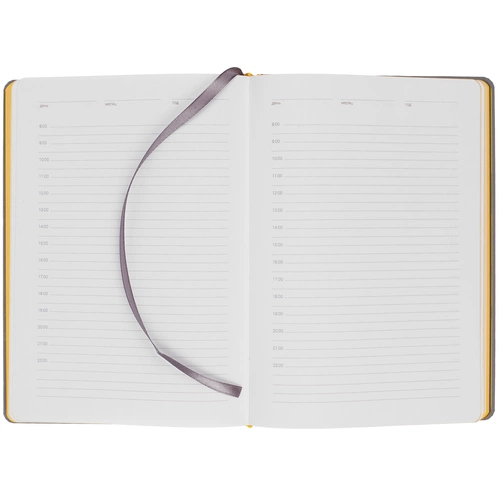 Ежедневник Spain Shall на заказ, недатированный, серый с желтым Ежедневник Spain Shall на заказ, недатированный, серый с желтым