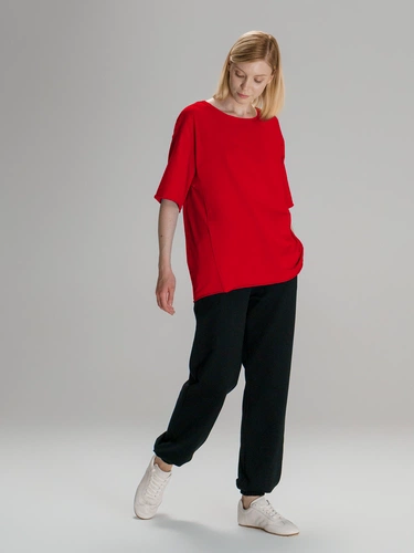 Футболка оверсайз унисекс Vozduh, красная Футболка оверсайз унисекс Vozduh, красная