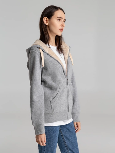 Толстовка унисекс на молнии Sherpa 280, серый меланж Толстовка унисекс на молнии Sherpa 280, серый меланж