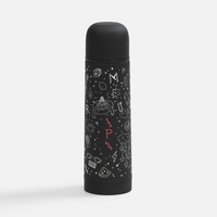 Термос Skydive, ver.2, черный с круговой лазерной гравировкой и УФ-печатью