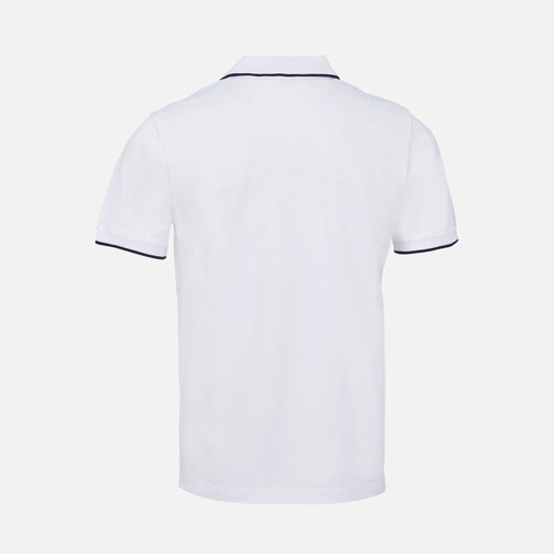 Рубашка поло унисекс Palermo, белая с темно-синим Рубашка поло унисекс Palermo, белая с темно-синим