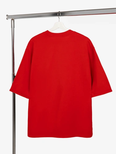 Футболка оверсайз унисекс Kosmos 2.0, красная Футболка оверсайз унисекс Kosmos 2.0, красная