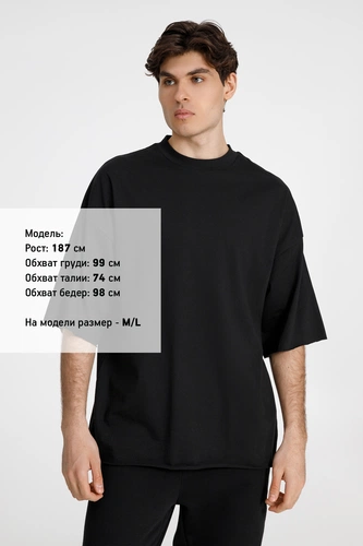 Футболка оверсайз унисекс T9, черная Футболка оверсайз унисекс T9, черная