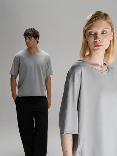 Футболка оверсайз унисекс Vozduh, светло-серая Футболка оверсайз унисекс Vozduh, светло-серая