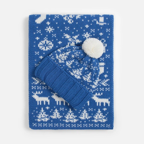 Шарф Holidale, синий с молочным Шарф Holidale, синий с молочным