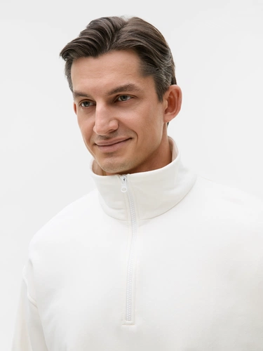 Толстовка унисекс оверсайз Ziplink Terry, молочно-белая Толстовка унисекс оверсайз Ziplink Terry, молочно-белая