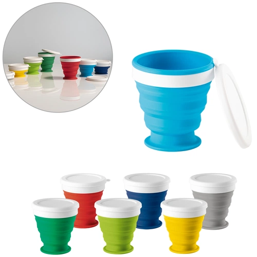 Складной стакан с крышкой Astrada, зеленый Складной стакан с крышкой Astrada, зеленый