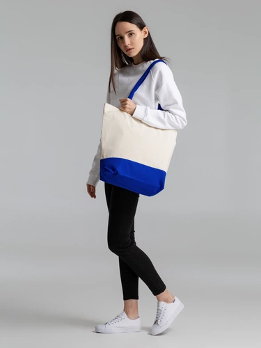 Сумка для покупок на молнии Shopaholic Zip, неокрашенная с синим Сумка для покупок на молнии Shopaholic Zip, неокрашенная с синим