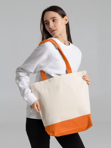 Холщовая сумка Shopaholic, оранжевая Холщовая сумка Shopaholic, оранжевая