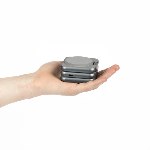 Складная станция беспроводной зарядки Terza, серебристая Складная станция беспроводной зарядки Terza, серебристая