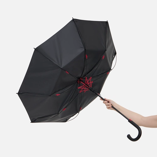 Зонт-трость Hidecolor с цветными спицами, черный с красным Зонт-трость Hidecolor с цветными спицами, черный с красным