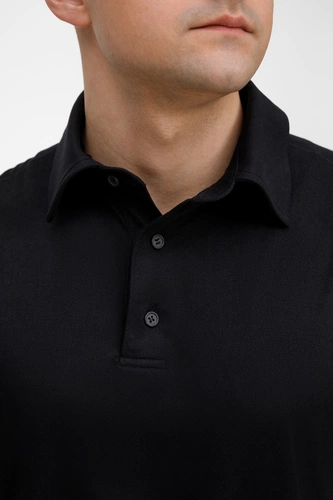 Рубашка поло унисекс Senti, черная Рубашка поло унисекс Senti, черная