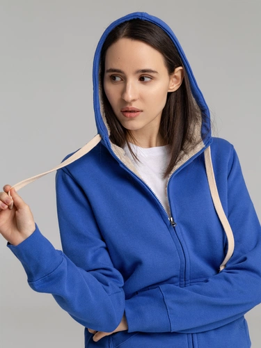 Толстовка унисекс на молнии Sherpa 280, ярко-синяя Толстовка унисекс на молнии Sherpa 280, ярко-синяя