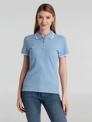 Рубашка поло женская Practice Women 270, голубая с белым Рубашка поло женская Practice Women 270, голубая с белым