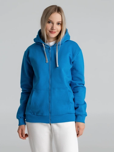 Толстовка с капюшоном на молнии Unit Siverga Heavy, бирюзовая Толстовка с капюшоном на молнии Unit Siverga Heavy, бирюзовая